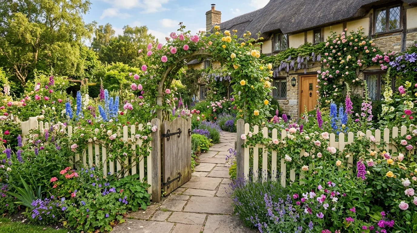 Colorful Mixed Flower Cottage Garden